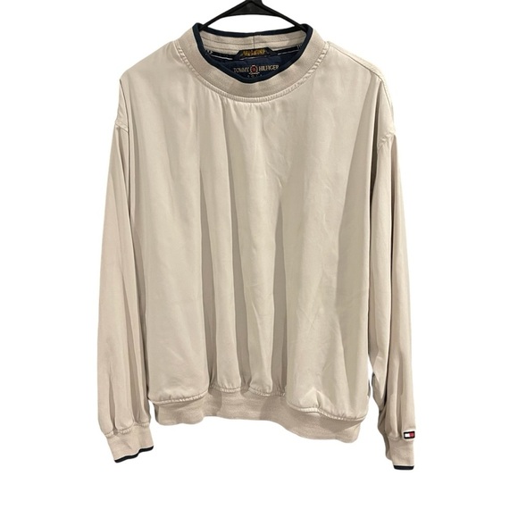 Y2K 2001 Tommy Hilfiger Golf Beige Pullover Windbreaker Jacket Size Large - Picture 1 of 6